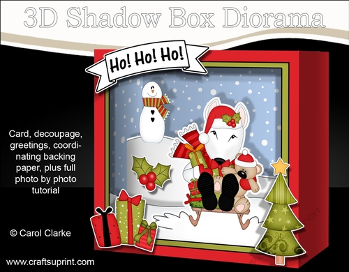 3D Christmas Diorama Shadow Box Card Mini Kit - Little English Bull Dog Terrier