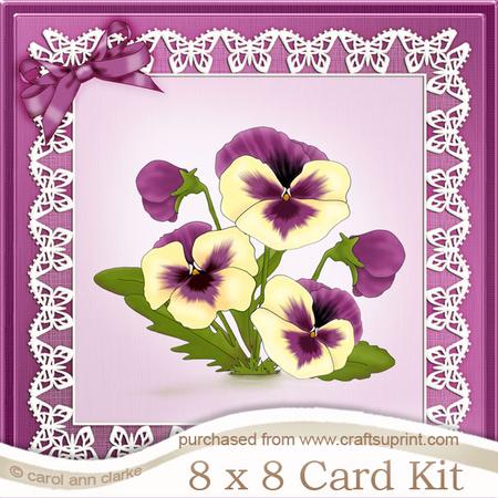 8 x 8 Pansy on Butterfly Lace Kit with 3D Decoupage