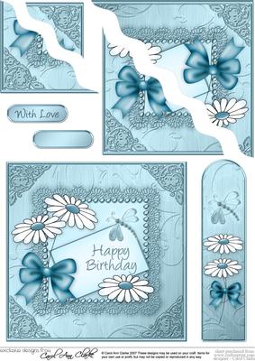 Daisies on metallic lace  - Wavey Corner Stacker