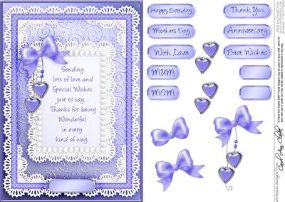A5 Birthday, Lace and Pearls Quick Card with 3D Decoupage