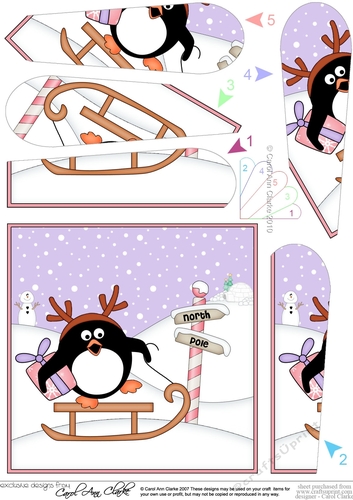Christmas Penguin is at the North Pole Fan Pyramage Topper