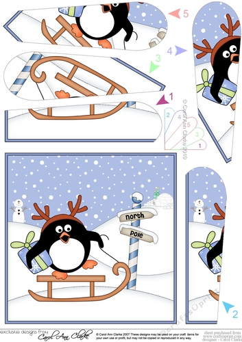 Christmas Penguin is at the North Pole Fan Pyramage Topper