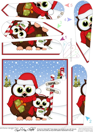 Christmas Little Hoot Owls is at the North Pole Fan Pyramage Topper