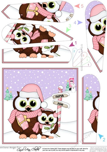 Christmas Little Hoot Owls is at the North Pole Fan Pyramage Topper