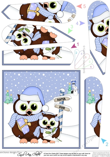 Christmas Little Hoot Owls is at the North Pole Fan Pyramage Topper