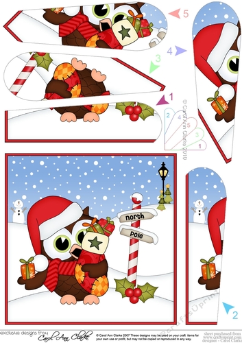 Christmas Little Hoot Owl is at the North Pole Fan Pyramage Topper