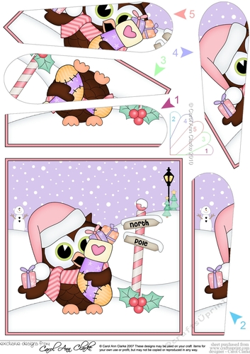 Christmas Little Hoot Owl is at the North Pole Fan Pyramage Topper