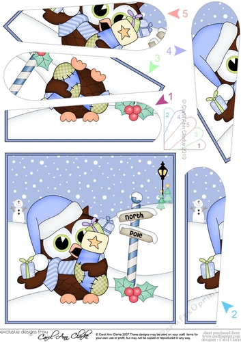 Christmas Little Hoot Owl is at the North Pole Fan Pyramage Topper