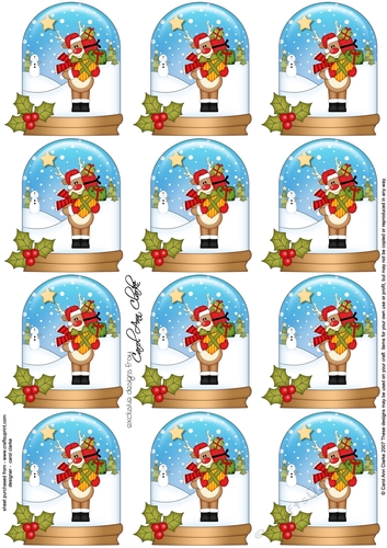 Christmas Rudolph Snow Globe Gift Tags