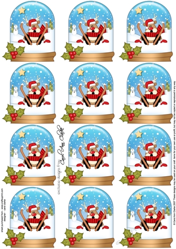 Christmas Rudolph Snow Globe Gift Tags