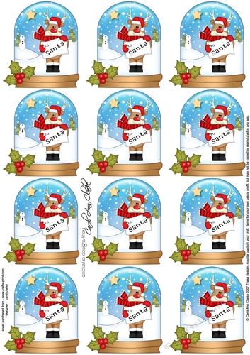 Christmas Rudolph Snow Globe Gift Tags