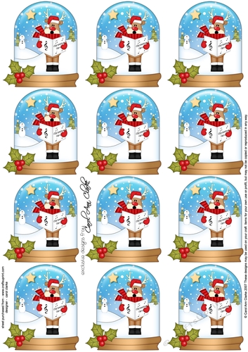 Christmas Rudolph Snow Globe Gift Tags
