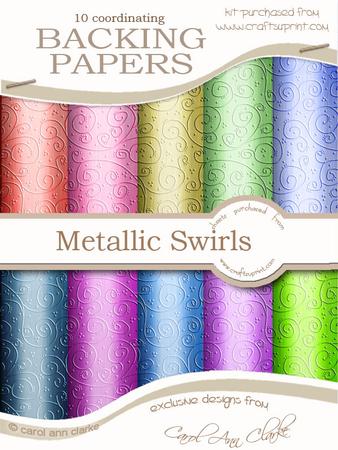 'metallic Swirls Embossed' Backing Papers Kit