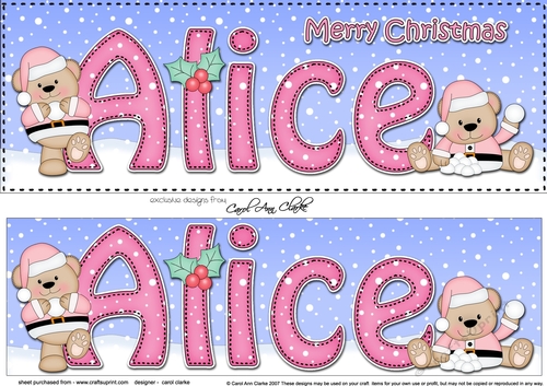 Large DL Merry Christmas ALICE 3D decoupage 