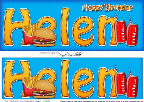 Large DL Happy Birthday HELEN 3D decoupage