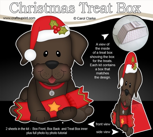 3D Christmas Treat Box Gift Set Mini Kit - Little Chocolate Labrador Dog 