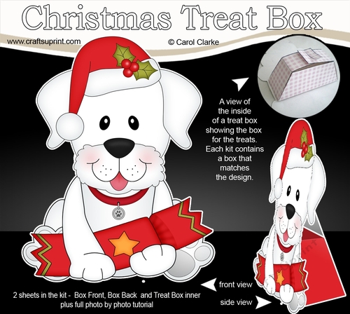 3D Christmas Treat Box Gift Set Mini Kit - Little White Labrador Dog