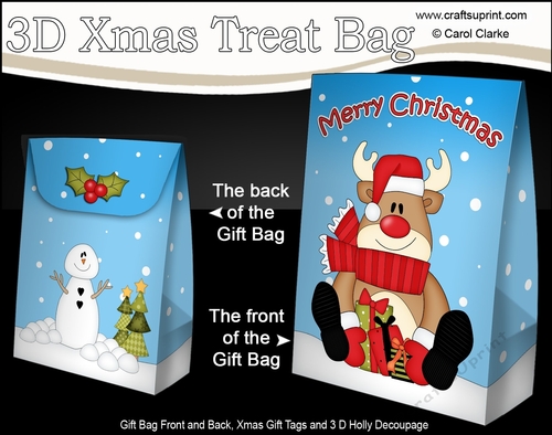 3D Christmas Gift Bag Mini Kit - Rudolph has Xmas Presents