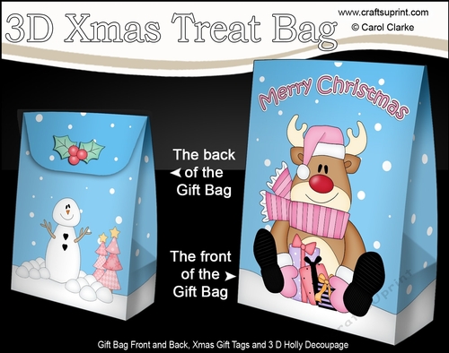 3D Christmas Gift Bag Mini Kit - Rudolph has Xmas Presents