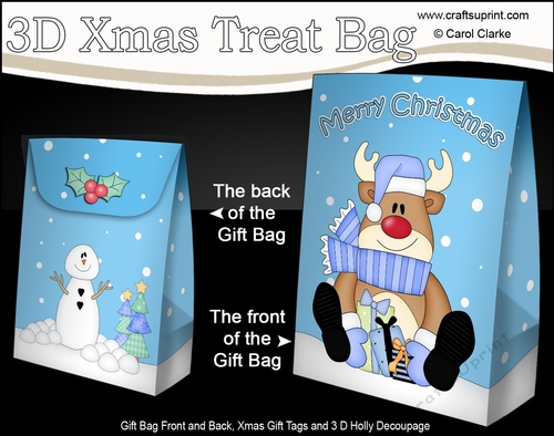 3D Christmas Gift Bag Mini Kit - Rudolph has Xmas Presents