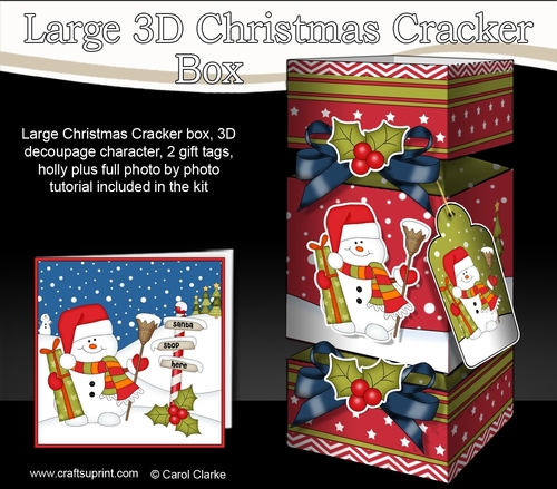 3D Large Christmas Cracker Box -  Snowman Oli has an Xmas Present