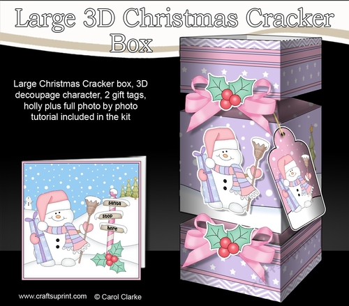 3D Large Christmas Cracker Box -  Snowman Oli has an Xmas Present