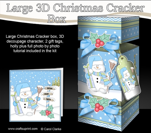 3D Large Christmas Cracker Box -  Snowman Oli has an Xmas Present