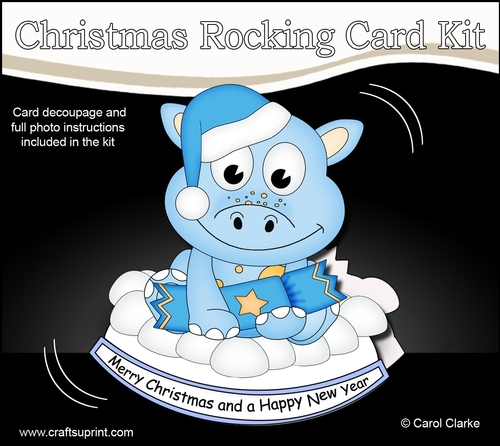 3D Shaped Rocking Christmas Card Mini Kit - Cute Little Damen Dino
