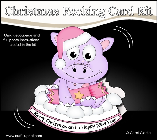 3D Shaped Rocking Christmas Card Mini Kit - Cute Little Danil Dino