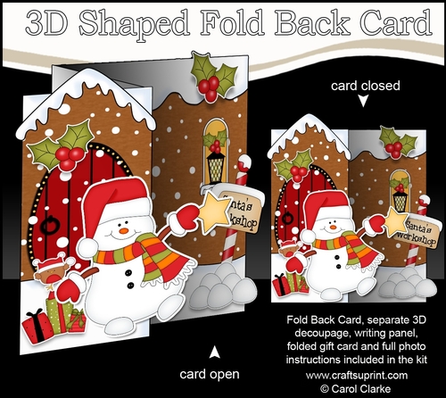 3D Shaped No-Hole Fold Back Christmas Card Mini Kit - Snowman Oli has an Xmas Star
