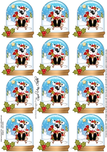 Little Spotty Dog Snow Globe Gift Tags
