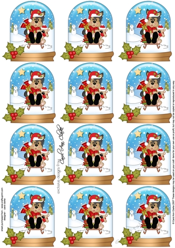 Little Yorkie Dog Snow Globe Gift Tags