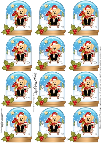 Little Golden Labrador Dog Snow Globe Gift Tags