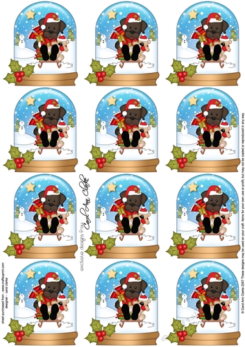 Little Chocolate Labrador Dog Snow Globe Gift Tags