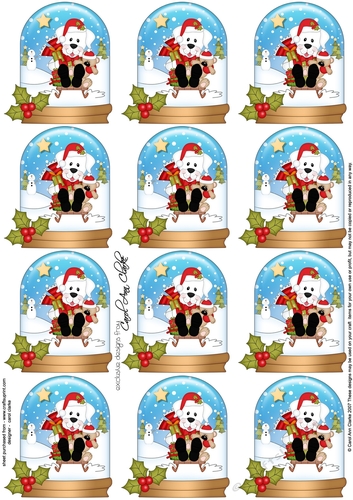 Little White Labrador Dog Snow Globe Gift Tags