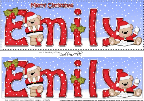 Large DL Merry Christmas EMILY 3D decoupage 