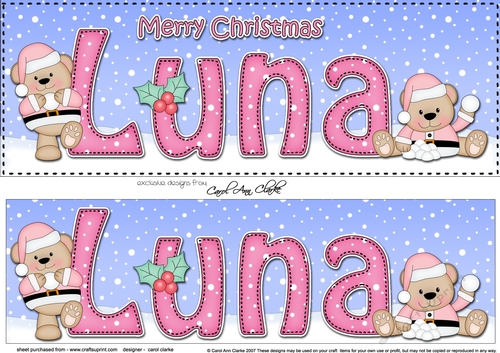 Large DL Merry Christmas LUNA 3D decoupage 