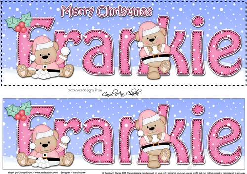Large DL Merry Christmas FRANKIE 3D decoupage 