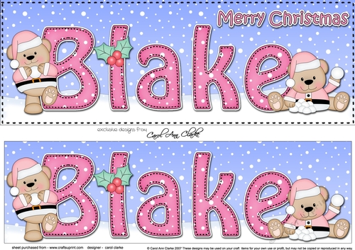 Large DL Merry Christmas BLAKE 3D decoupage 