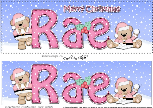 Large DL Merry Christmas RAE 3D decoupage 