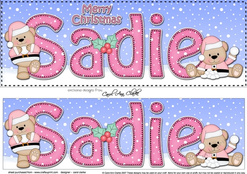 Large DL Merry Christmas SADIE 3D decoupage 