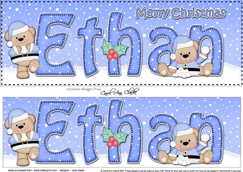Large DL Merry Christmas ETHAN 3D decoupage 