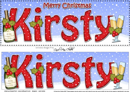 Large DL Merry Christmas KIRSTY 3D decoupage 