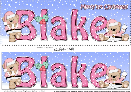 Large DL Merry 1st Christmas BLAKE 3D decoupage 