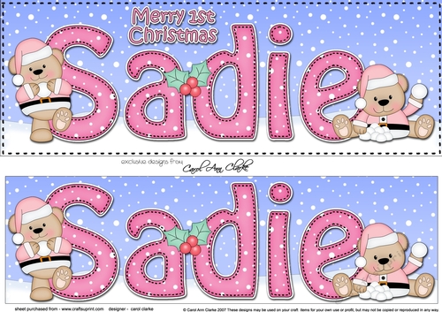 Large DL Merry 1st Christmas SADIE 3D decoupage 