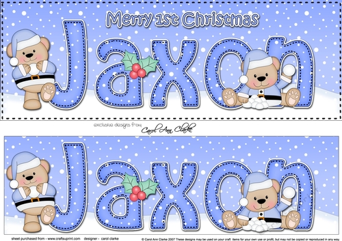 Large DL Merry 1st Christmas JAXON 3D decoupage 