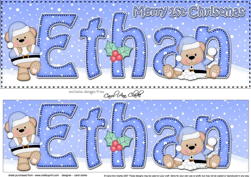 Large DL Merry 1st Christmas ETHAN 3D decoupage 