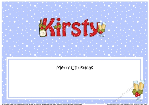 Large DL Merry Christmas KIRSTY insert