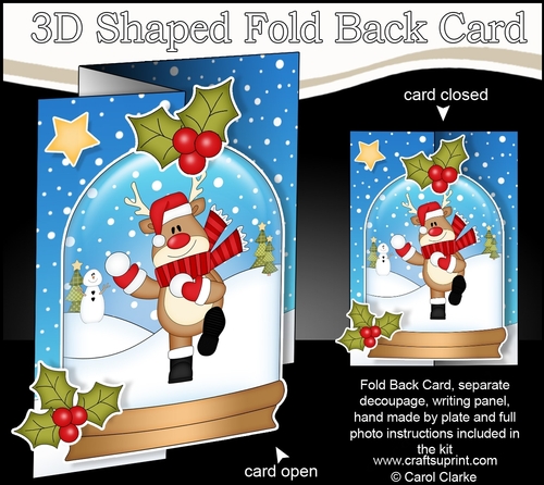 Christmas 3D Shaped No-Hole Fold Back Mini Kit - Rudolph is having a Snowball Fight