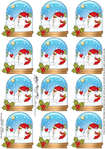 Christmas Snowball Sam Snow Globe Gift Tags